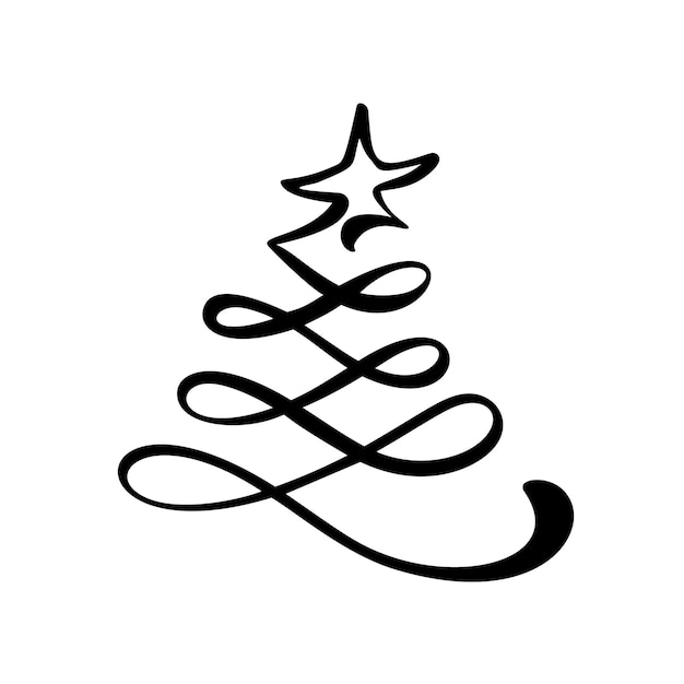 Vettore il logo stilizzato vettoriale ha scarabocchiato la stella dell'albero di natale in cima elemento di design natalizio per il biglietto di auguri