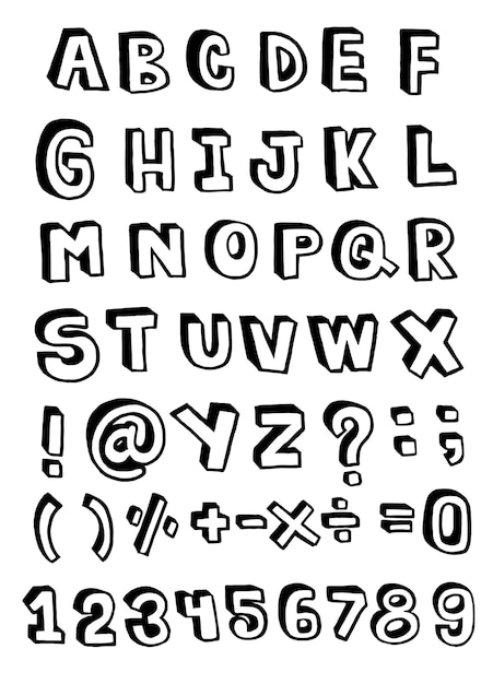 Vector of stylized retro font and alphabet