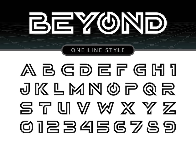 Vector of stylized rounded font and alphabet