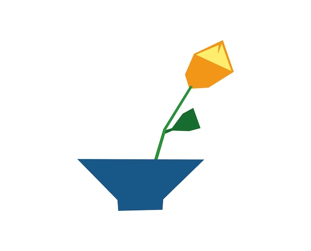 Vector vector stylized tulip in vase spring geometry flower summer illustration polygonal art geometric