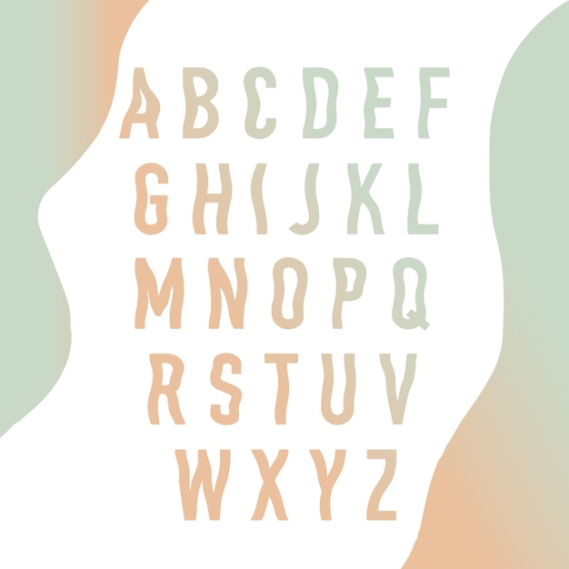 Vector vector of stylized wave font and alphabet