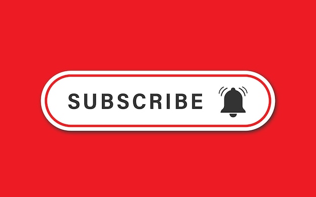 Vector subscribe button icon with bell on red background