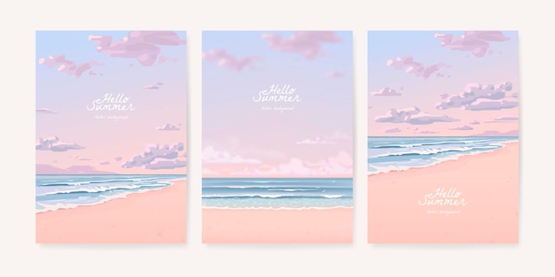 Vector summer beach background set