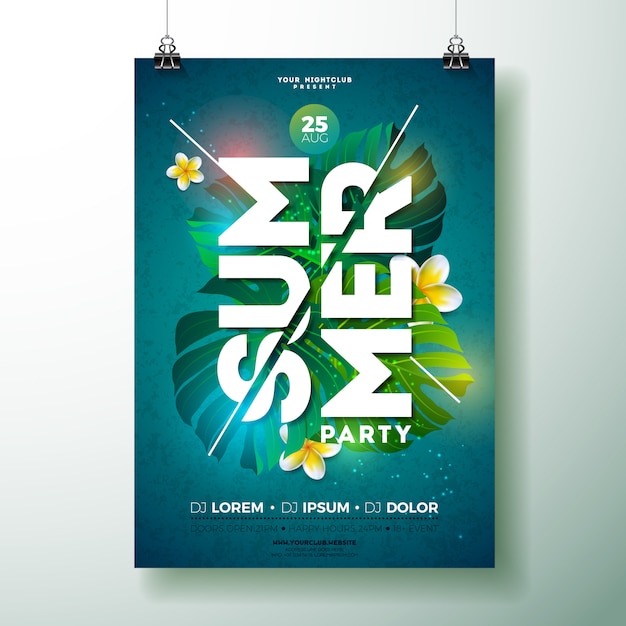 Вектор летний пляж party flyer design