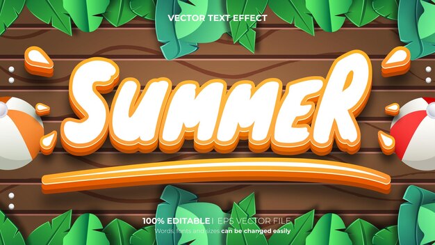 Vector vector summer editable text effect 3d style