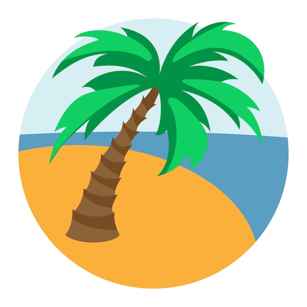 Vector summer illustration Palm tree on the seashore