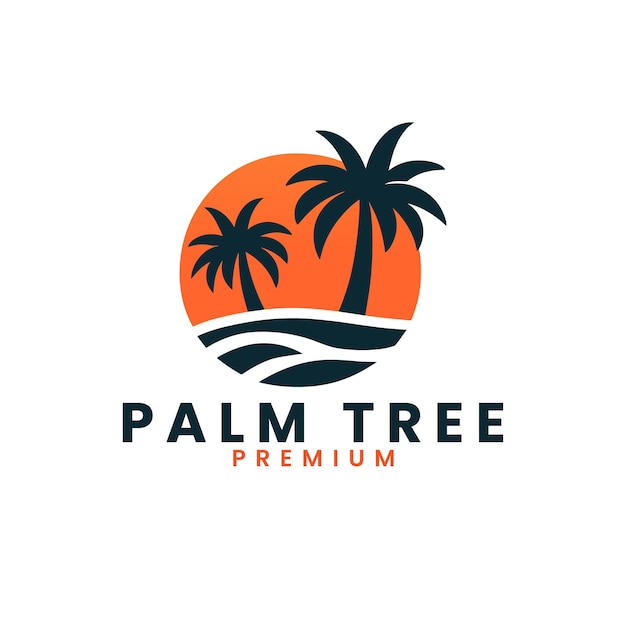 Vector summer palm tree Gradient beach logo template