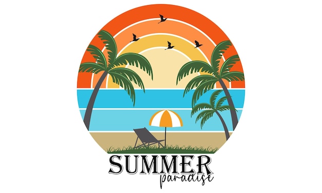 vector 'Summer Paradise' strand ontspannen tshirt ontwerp illustratie