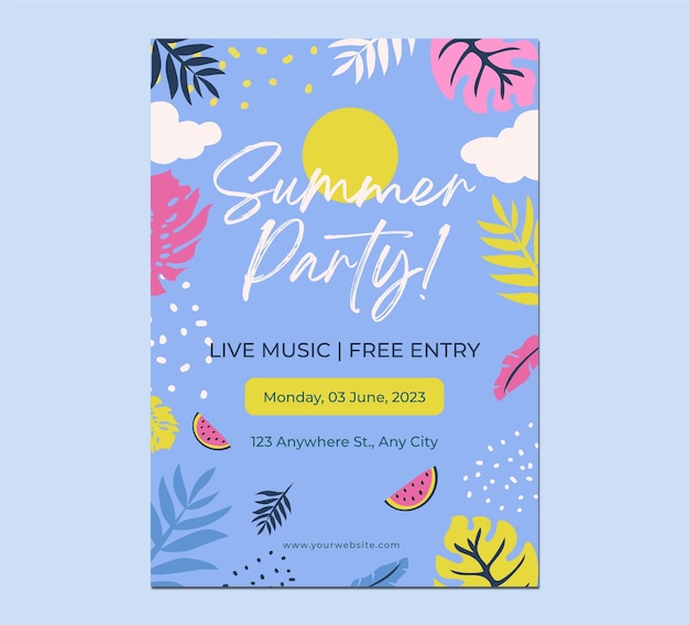 Vector vector summer party vertical poster template