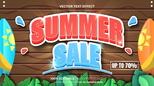 Vettore effetto di testo modificabile di vendita estiva vettoriale adatto per celebrare l'evento estivo