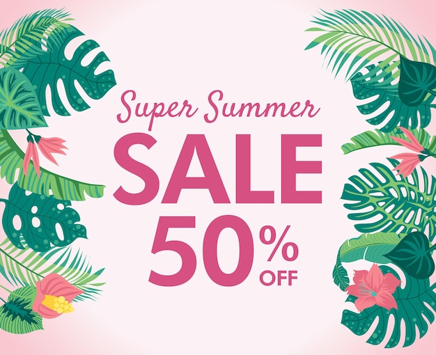 Vector summer Sale lettering concept tropical