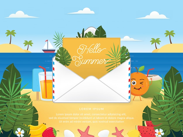 Vector of summer season with email