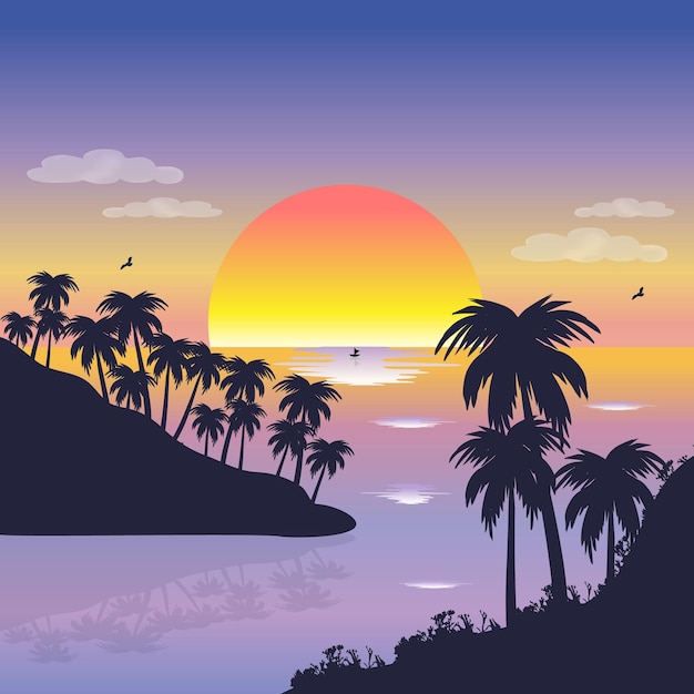 Vector vector summer sunset illustration images design