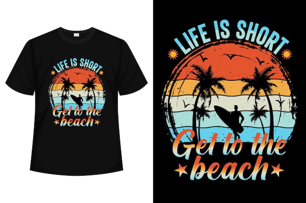 Vector vector summer time holiday illustration with palm trees summer tshirt design