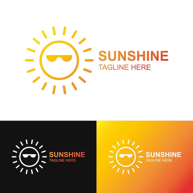 вектор солнце светит логотип набор градиентный стиль изолирован на фоне для символа природной энергии технологии эко компания солнечной энергии логотип тег штамп футболка баннер эмблема значок солнца 10 eps