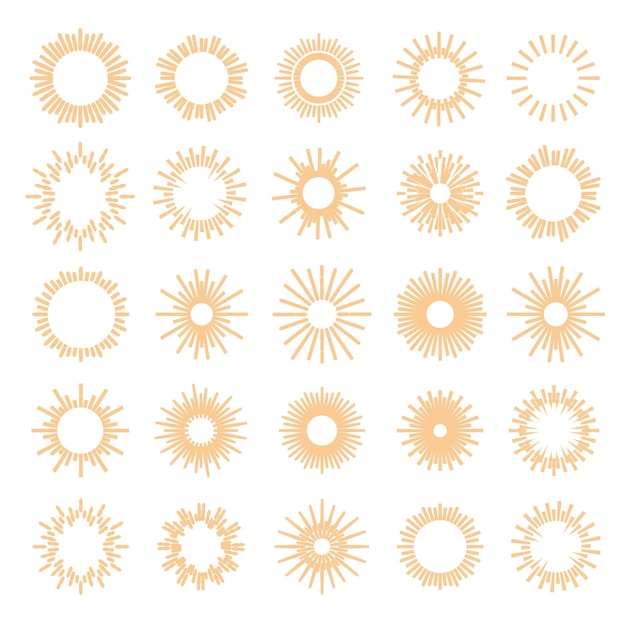 Vector vector sunburst set gold style isolated on background for logotype emblem logo tag stamp t shirt banner firework explosion star 10 eps
