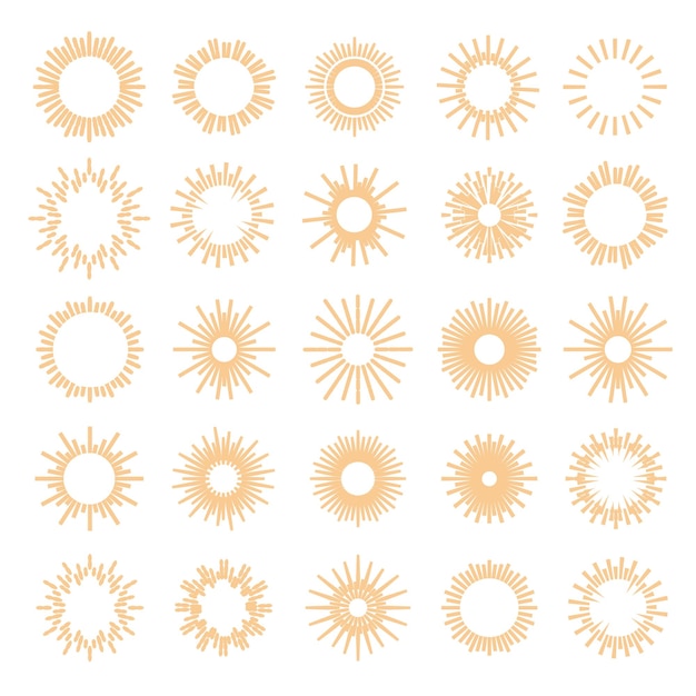 Vector vector sunburst set gold style isolated on background for logotype emblem logo tag stamp t shirt banner firework explosion star 10 eps