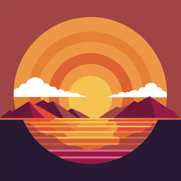 vector sunset time illustration