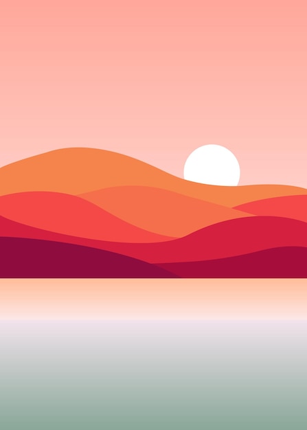 Vector Sunset View On The Beach Illustration