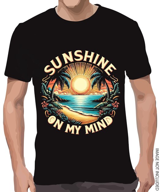 Vector vector sunshine on my mind typography summer beach tshirt design and illustration with generative ai