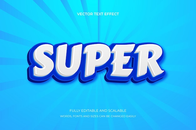 Vector super 3d vetgedrukte stijl bewerkbaar teksteffect