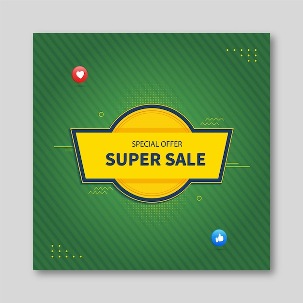 Vector super big sale special discount social media banner and instagram post template design