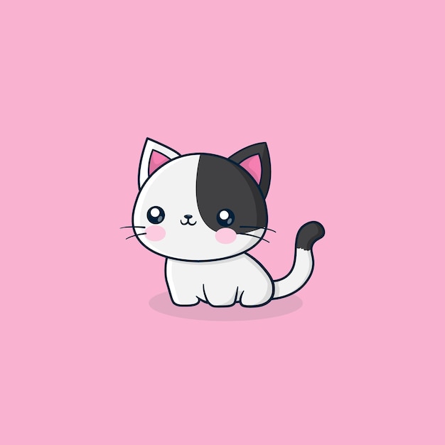vector super cute tiny cat animal cartoon concept isolated flat cartoon style