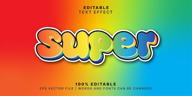 Vector super editable font typography template text effect lettering vector illustration logo