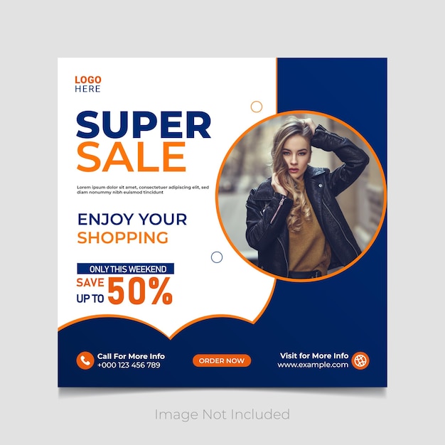 Vector super sale geniet van je shopping social media post design