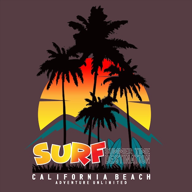 vector surf californië strand ontwerp