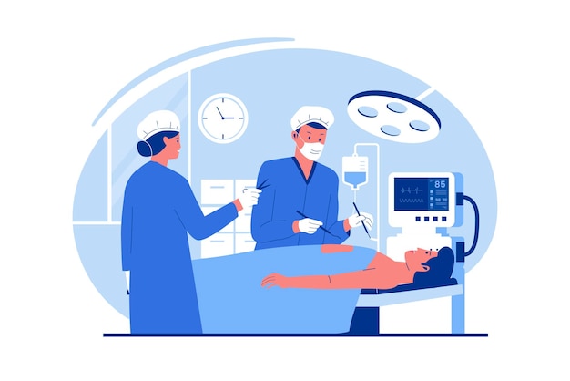 Vector vector of surgeons operating patient