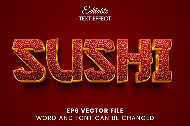 Vector sushi 3d editable text effect