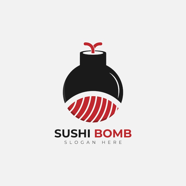 Vector sushi and bomb logo combination. japanese food and detonate symbol or icon.