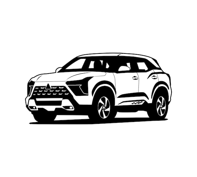 Vector suv car design black and white illustration