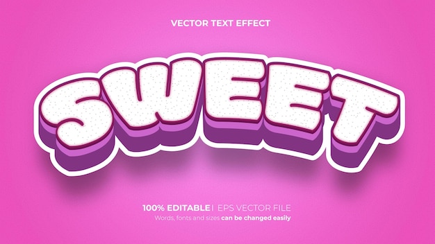 Vector sweet editable 3d text effect style