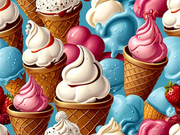 Vector Sweet ice cream seamless pattern isolated