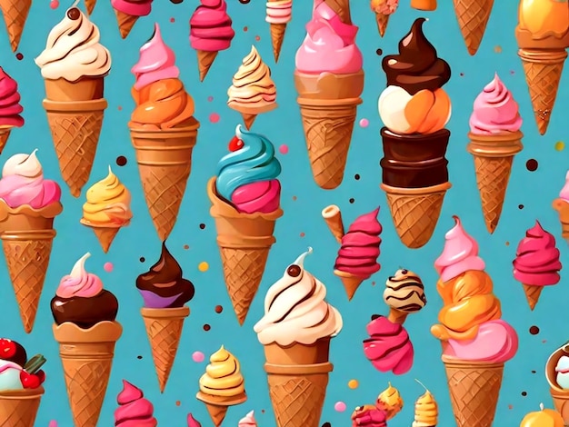 Vector Sweet ice cream seamless pattern isolated