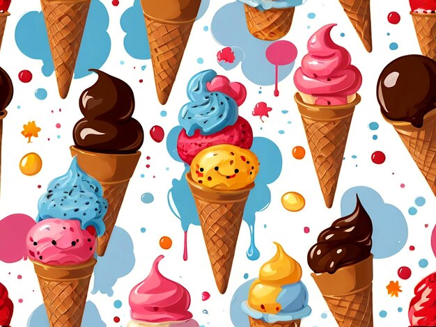 Vector Sweet ice cream seamless pattern isolated