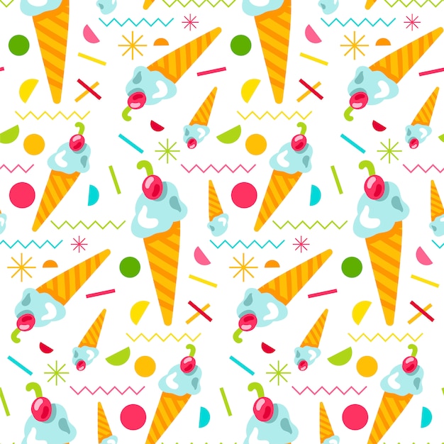 Vector vector sweet tasty ice cream seamless pattern