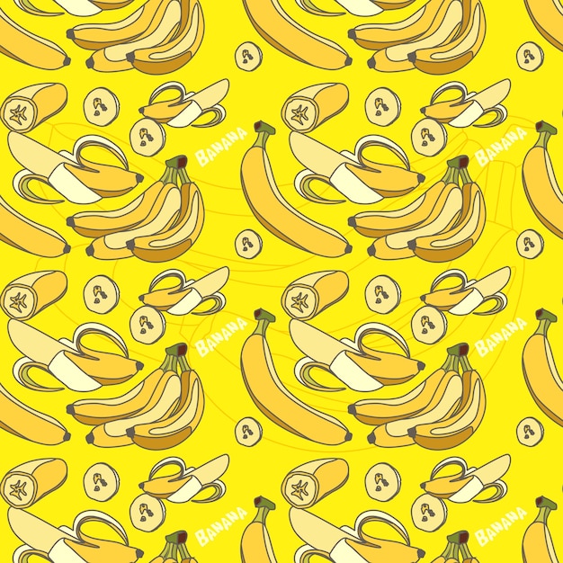 вектор сладкий желтый банан с серым контурным рисунком