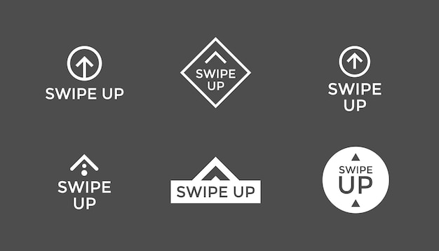 Vector swipe up icons on gray background for story design blogger scroll pictogram arrow up sign