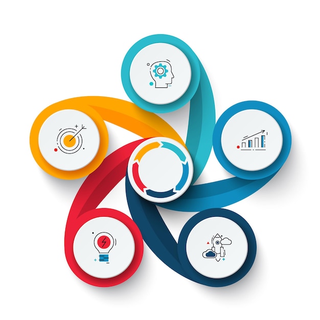 Vector swirl elements for infographic with 5 options parts steps or processes