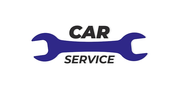 Vector symbol car service. Wrench logo with text. Isolated on white background. Wrench Fist Mechanic