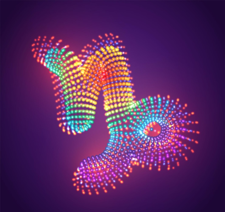 Vector vector symbol of luminous dots, rainbow gradient