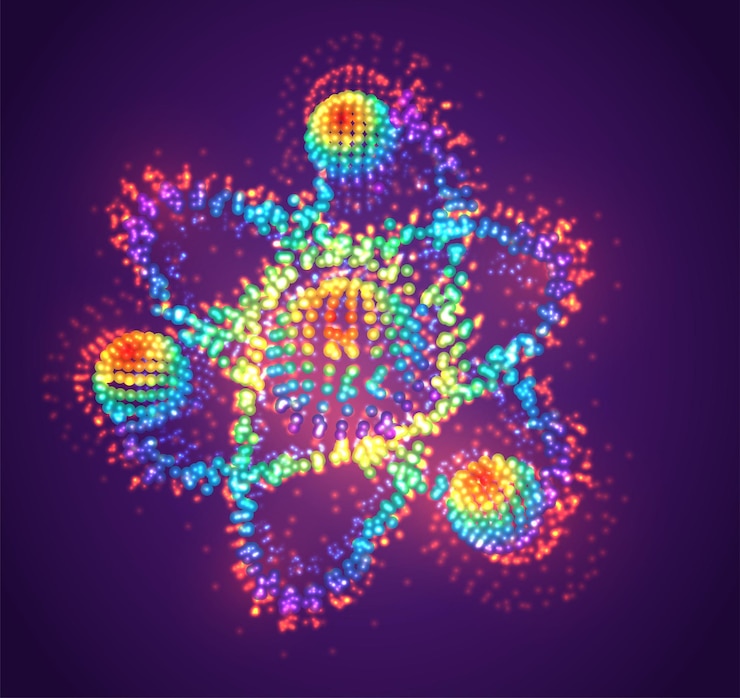 Vector vector symbol of luminous dots, rainbow gradient