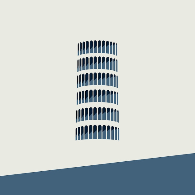 Vector vector symbol of the tower of pisa in flat design