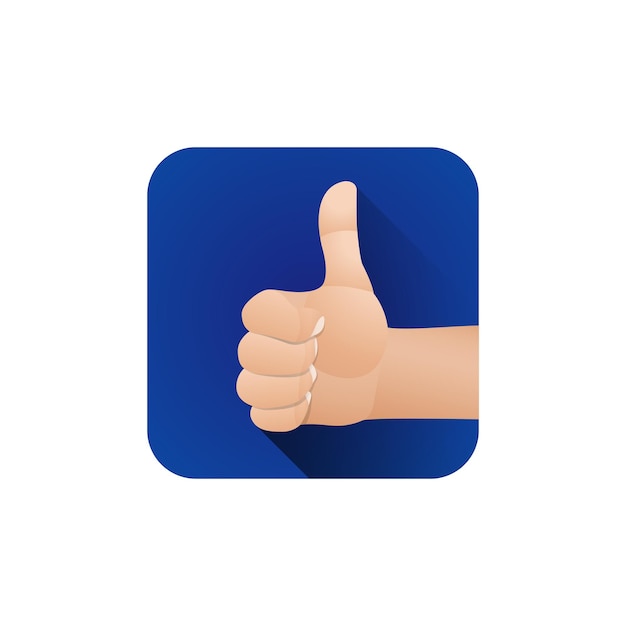 Vector symbolic clenched fingers male fist hand thumb up gesture concept sign illustration light icon poster design isolated on blue background