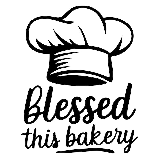 Vector T-Shirt Design met Chef's Hat en Cursive Script Gezegend Deze Bakkerij