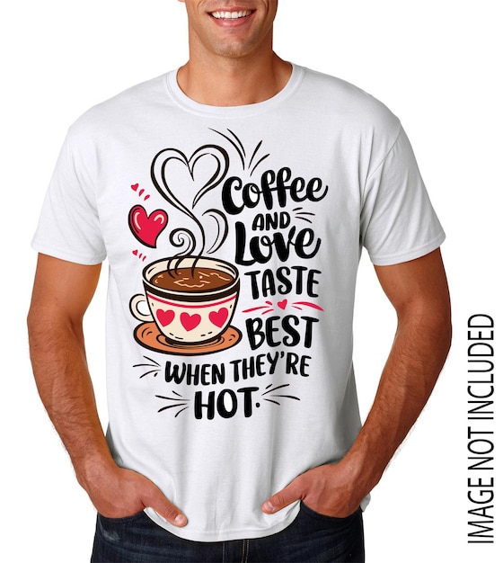 Vector T-shirt ontwerp dat zegt koffie en liefde is op de voorkant