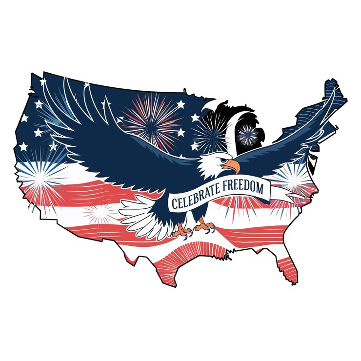 vector T shirt printable design for Independence Day July 4th Celebrate Freedom usa flag